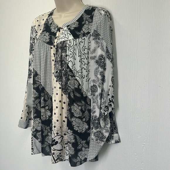 Anthropologie - Maeve Linden Floral Patchwork Dolman Button Down Blouse Size SM - Picture 6 of 12